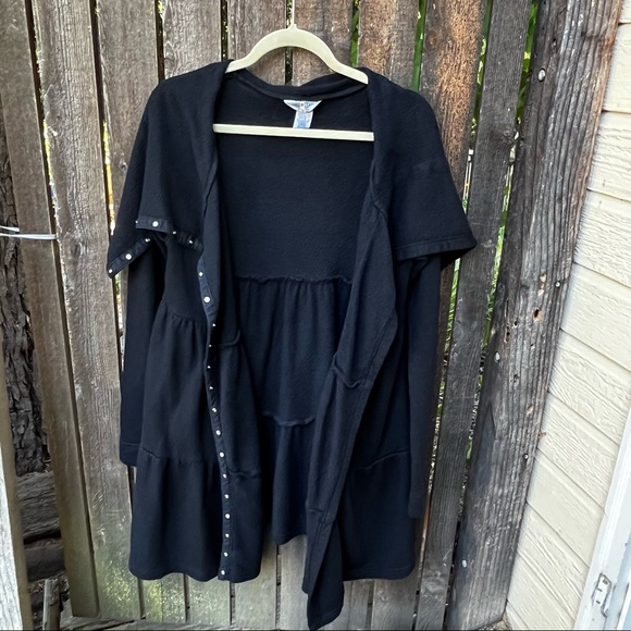 Hard Tail Forever Tiered Bamboo Cotton Jacket in Black Sz M - Picture 7 of 16